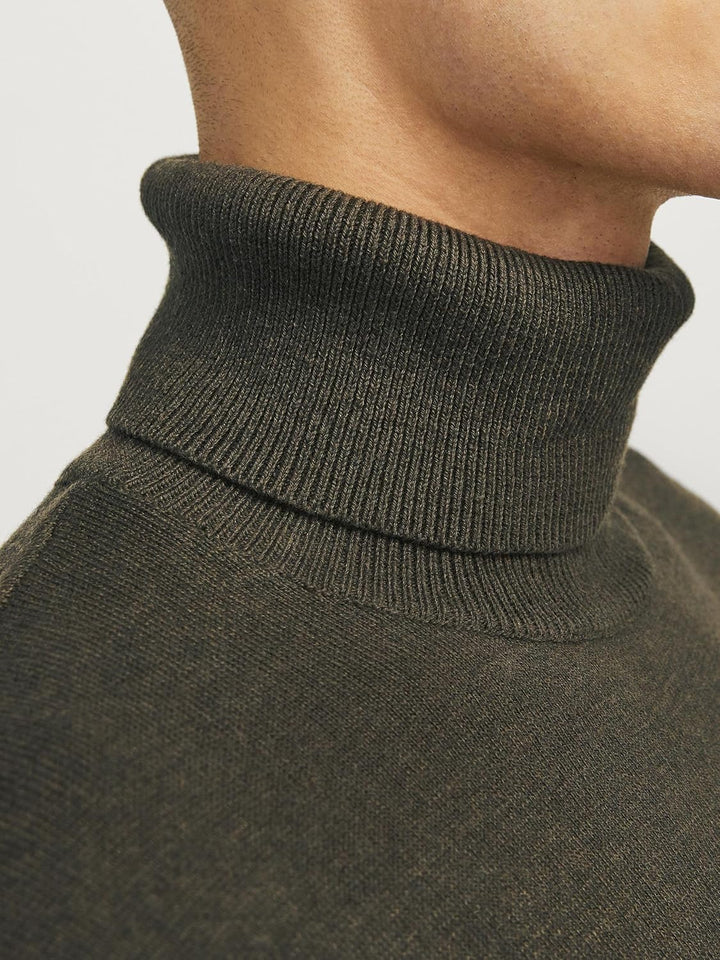 JACK & JONES Herren JJEEMIL Knit ROLL Neck NOOS 12157417 XL Grün (Olive Night Detail: Melange), XL G