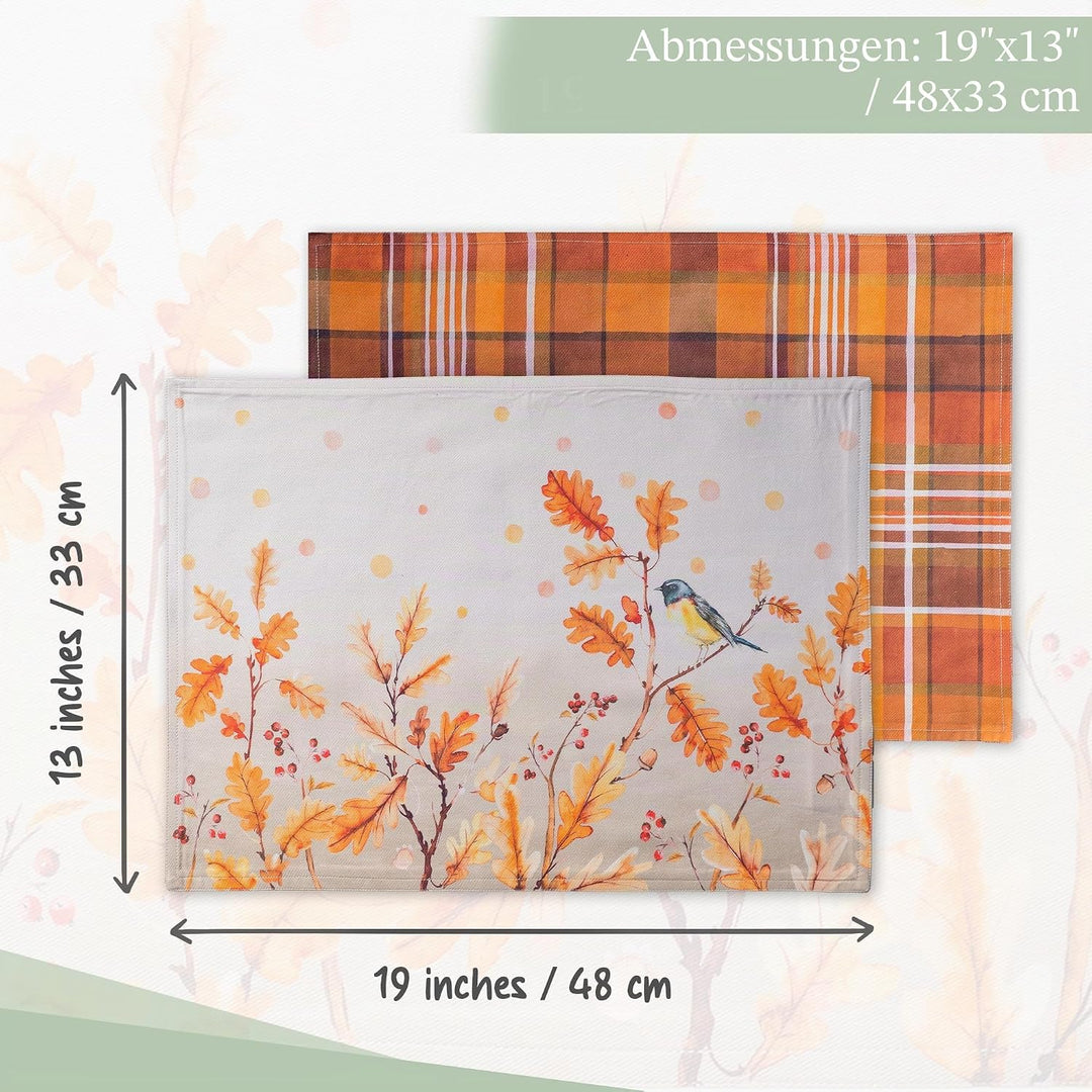 Maison d'Hermine Platzsets 4er-Set 100% Baumwolle waschbare Tischsets Wiederverwendbare Tischsets fü