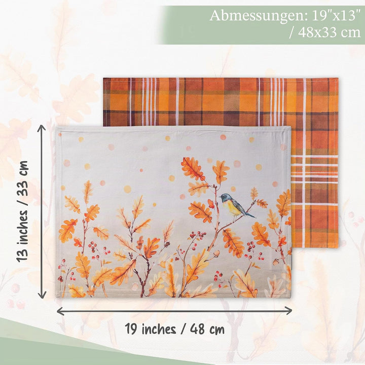 Maison d'Hermine Platzsets 4er-Set 100% Baumwolle waschbare Tischsets Wiederverwendbare Tischsets fü