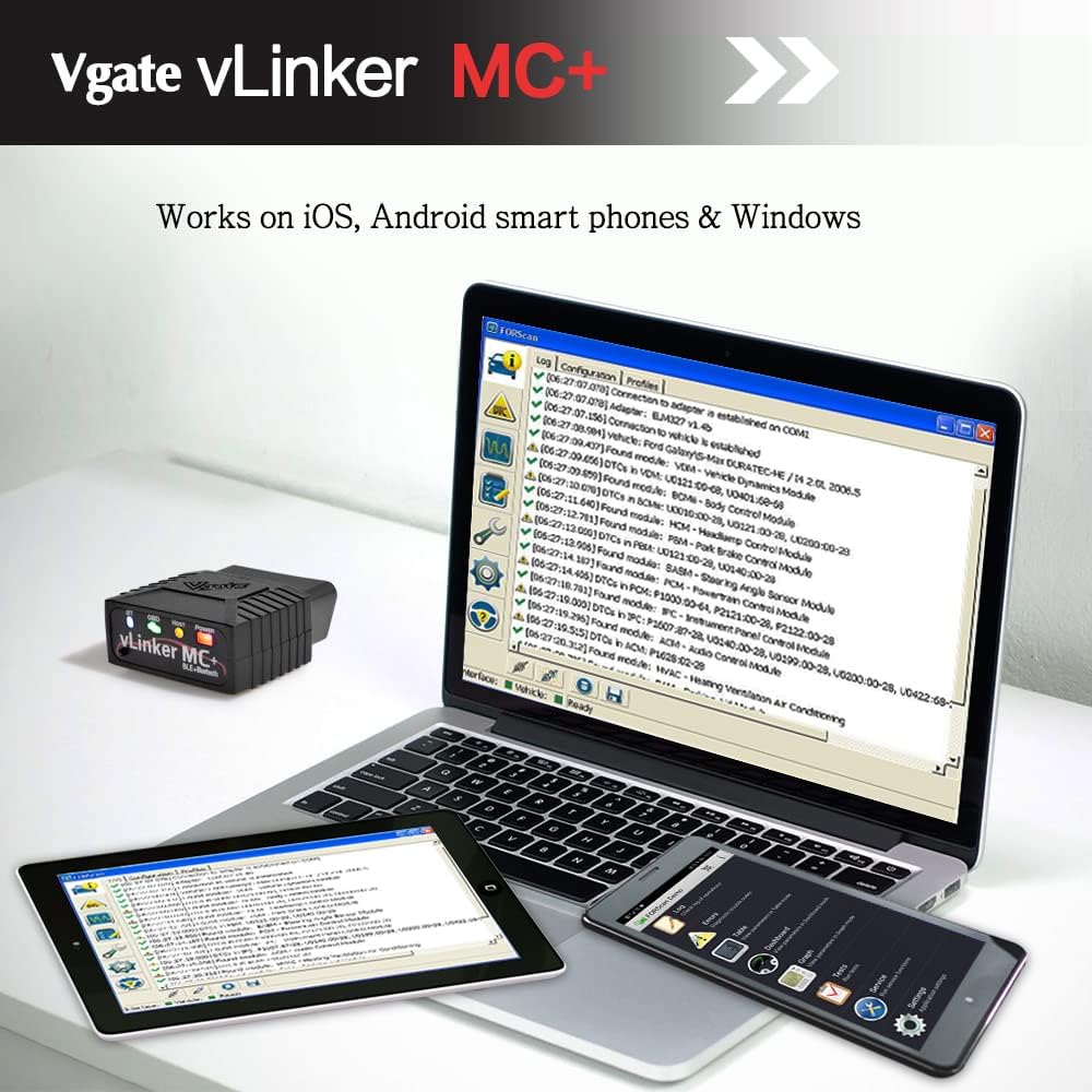 TONWON Vgate vLinker MC OBDII Bluetooth OBD2 Diagnosescanner für IOS, Android und Windows (Bluetooth