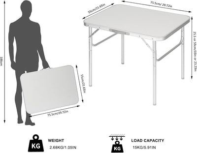 WOLTU Campingtisch faltbar Klapptisch Alu, Gartentisch Falttisch Klappbar Höhenverstellung für Balko