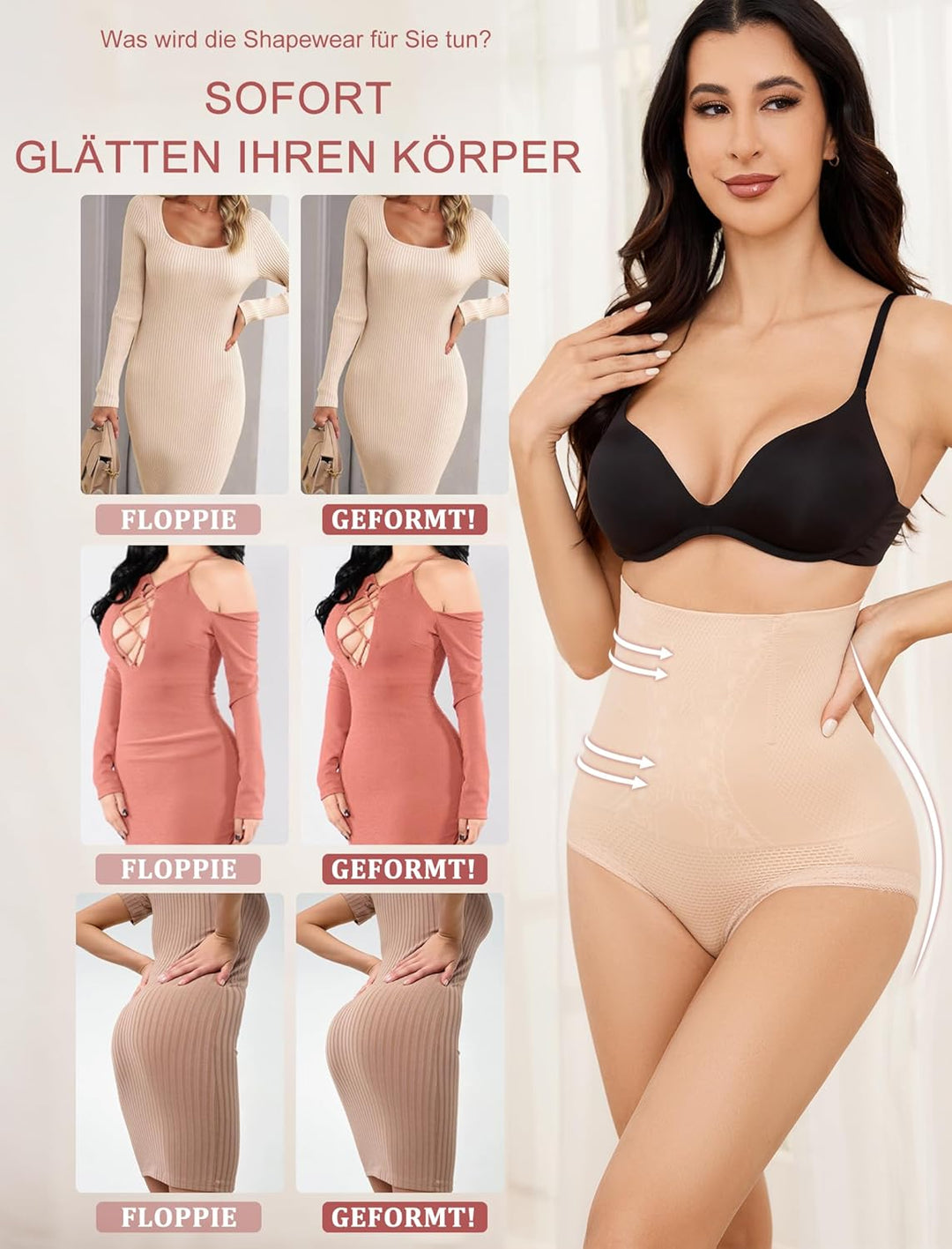 SURE YOU LIKE Shapewear Damen Bauchweg Unterhose Hohe Taille Figurenformender Miederslip Miederhose