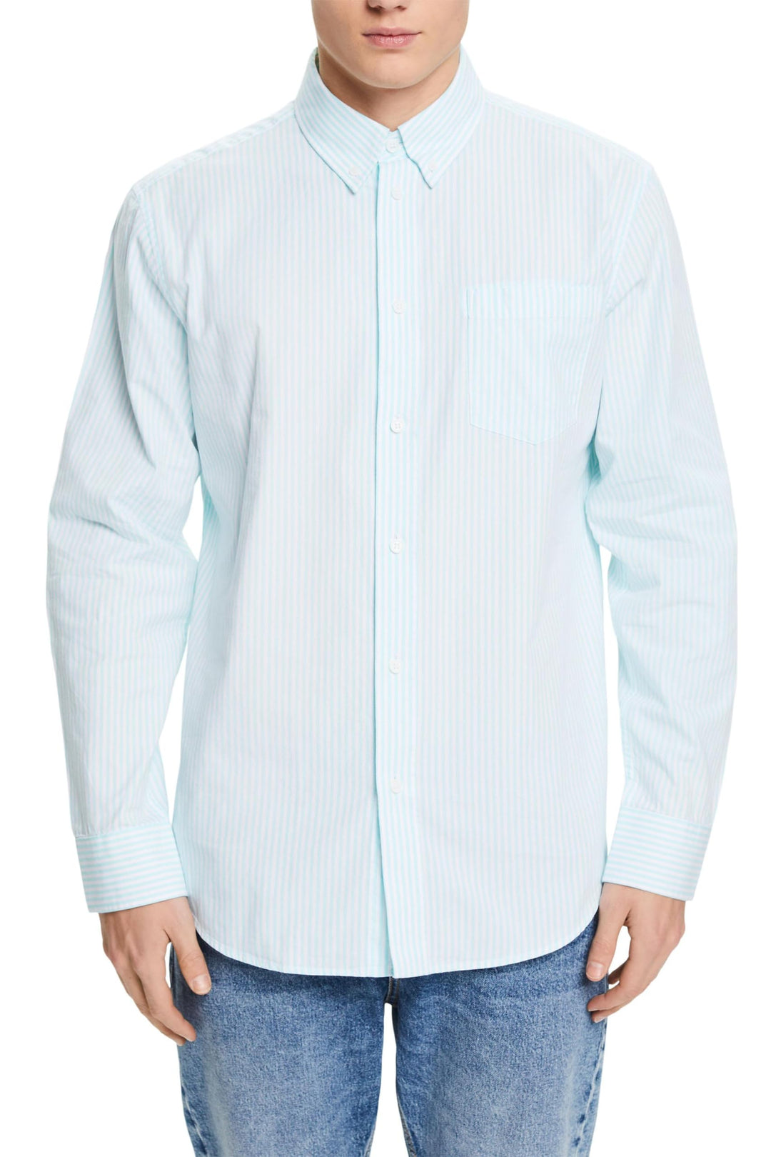 ESPRIT Herren Hemd L 390/Light Aqua Gre, L 390/Light Aqua Gre
