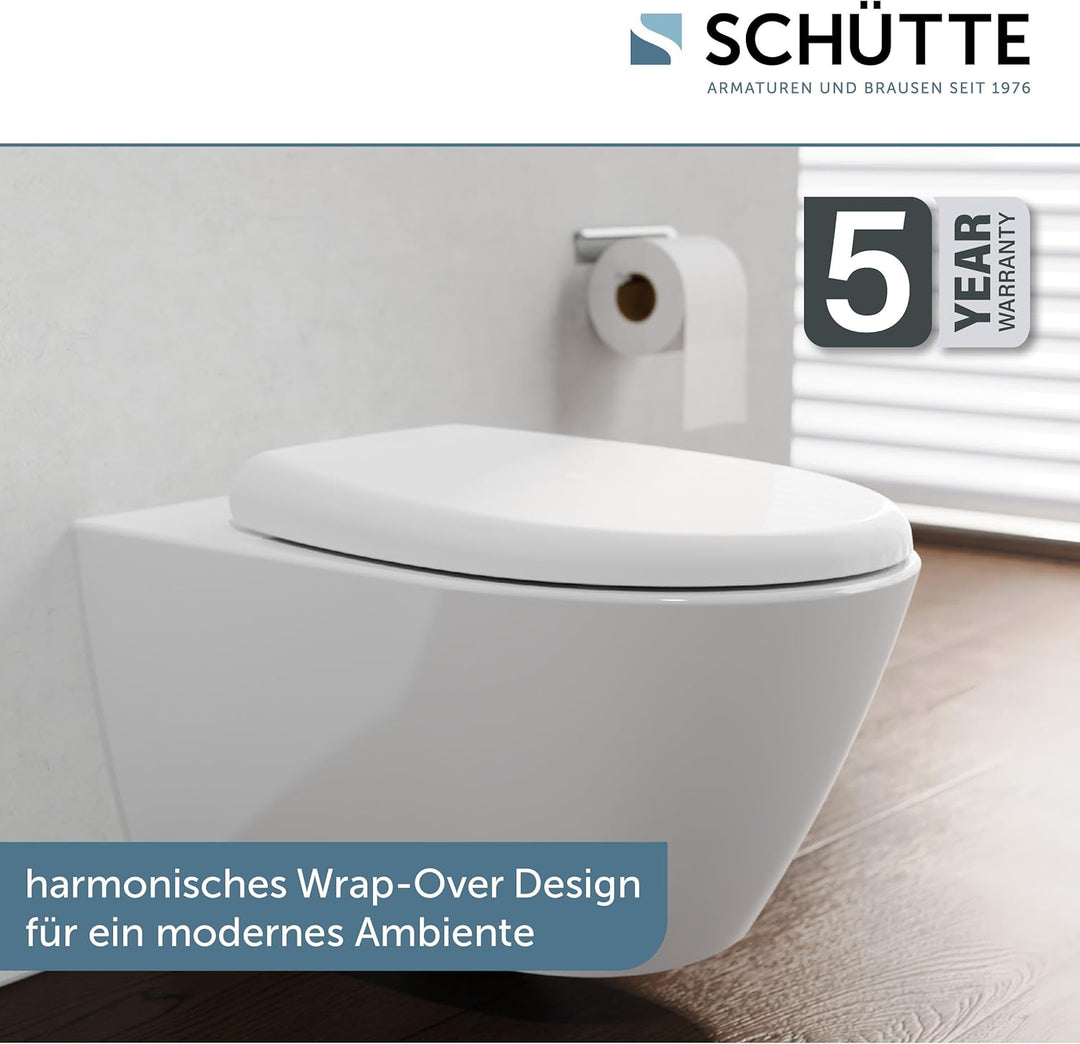 WC-Sitz mit Absenkautomatik TÜV-geprüft | Abnehmbarer Klodeckel aus bruchsicherem Material Wrap-Over
