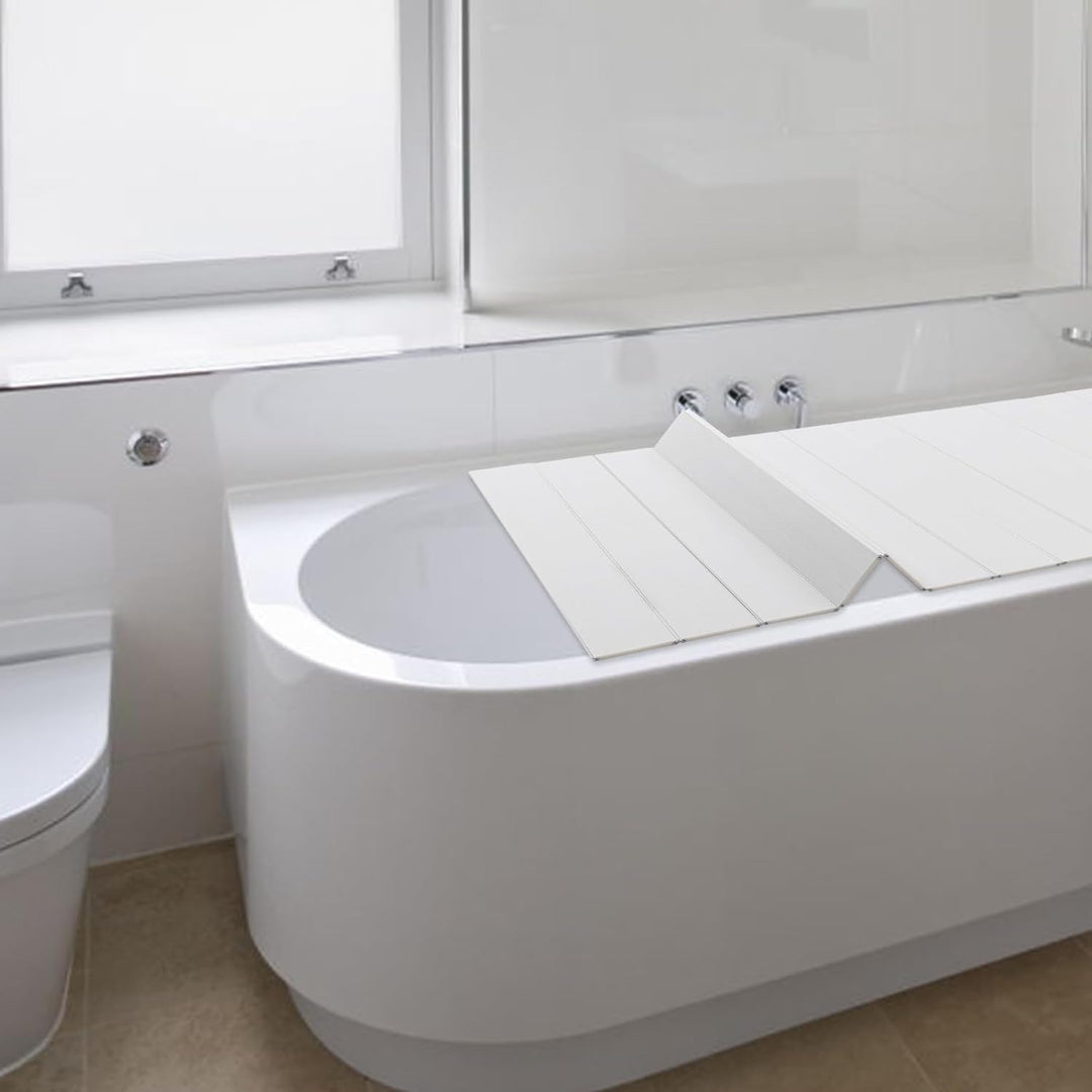 Badewannenablage | Badewannenbretter | Badewanne Abdeckung | Faltbare Badewanne Brett | PVC | Weiss