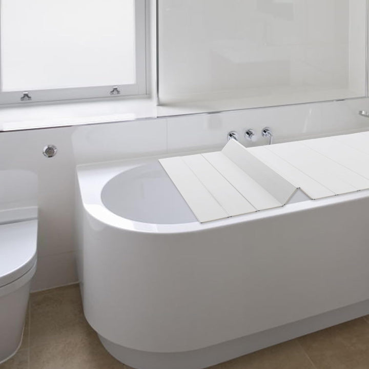 Badewannenablage | Badewannenbretter | Badewanne Abdeckung | Faltbare Badewanne Brett | PVC | Weiss