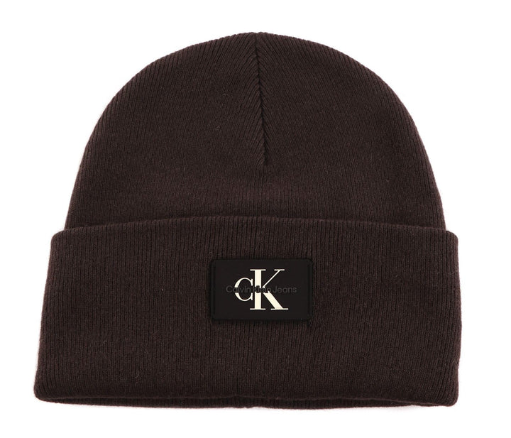 Calvin Klein CKJ Monologo Rubber Beanie Dark Chestnut