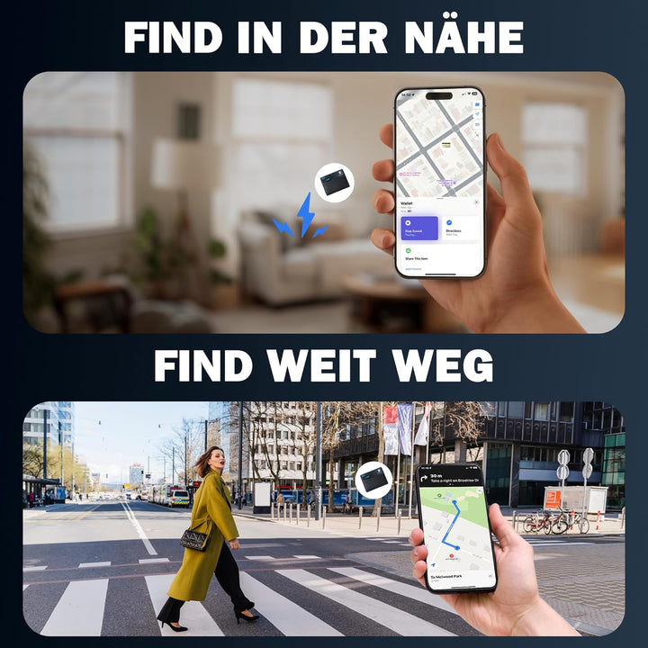 Brieftaschen-Finder, RFID-blockierende Karte, wiederaufladbar, IP68, Artikel-Tracker, funktioniert m