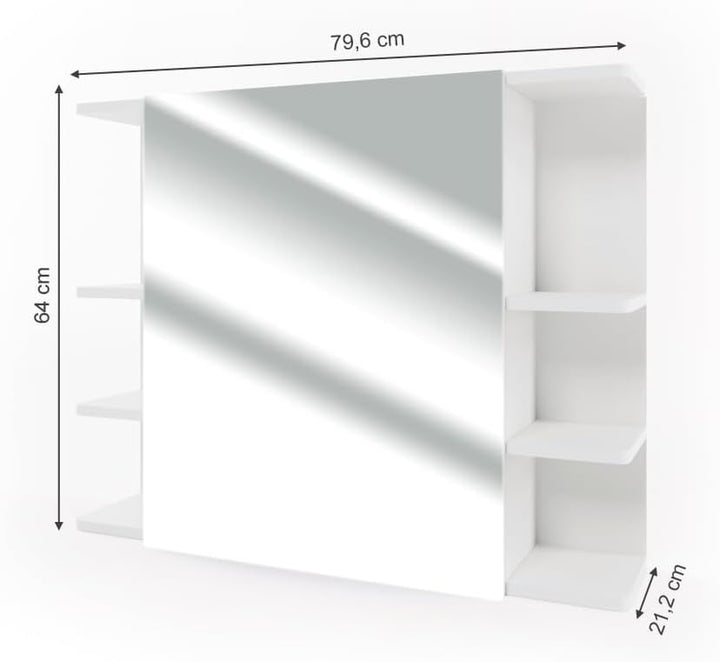 Vicco Bad Spiegelschrank Fynn, Weiss, 80 x 64 cm Weiss 80x64x21 cm, Weiss 80x64x21 cm