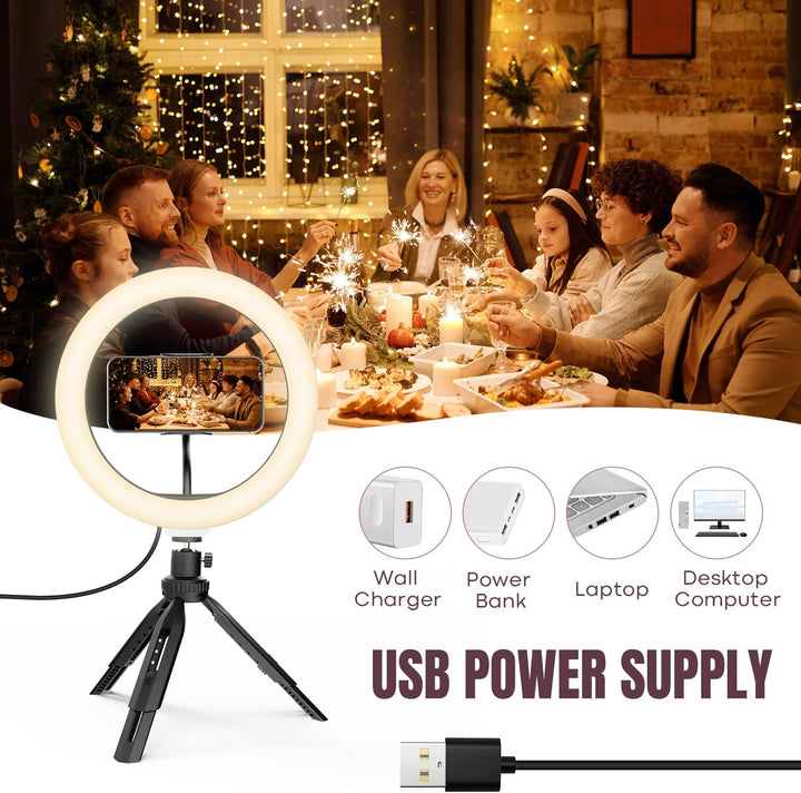 RealPlus 10" Ringlicht mit Stativ Handy, Geschenk für Frauen, Ringlicht Handy & Kamera Stativ, 3 Lic