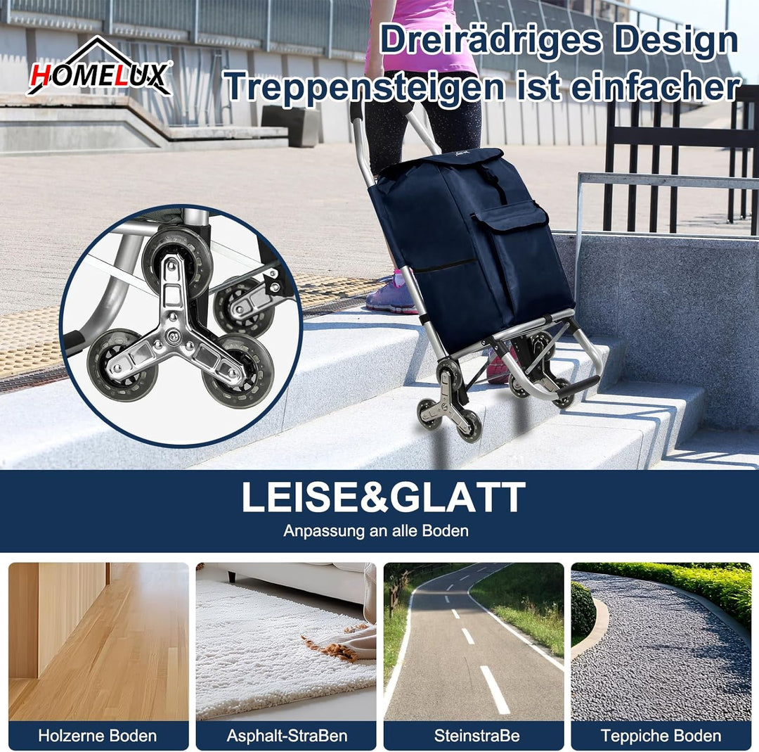 Einkaufstrolley, HOMELUX klappbar, Stabiler Einkaufswagen, grosse Kapazität 41 L, multifunktional, H