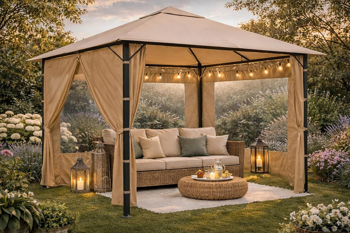 2 Seitenteile 250x190cm für Gartenpavillon Antik Pavillon Partyzelt 3x3m Seitenwand Sand Beige 250 /