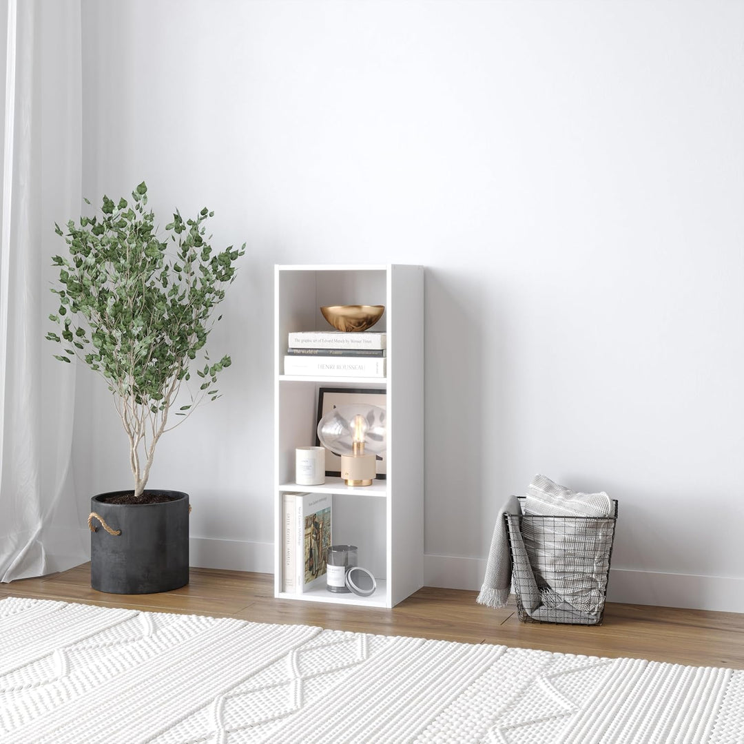 Urbn Living® Holzregal / Bücherregal - 1, 2, 3, 4 Ablagen Modern 3 Ablagefächer weiss