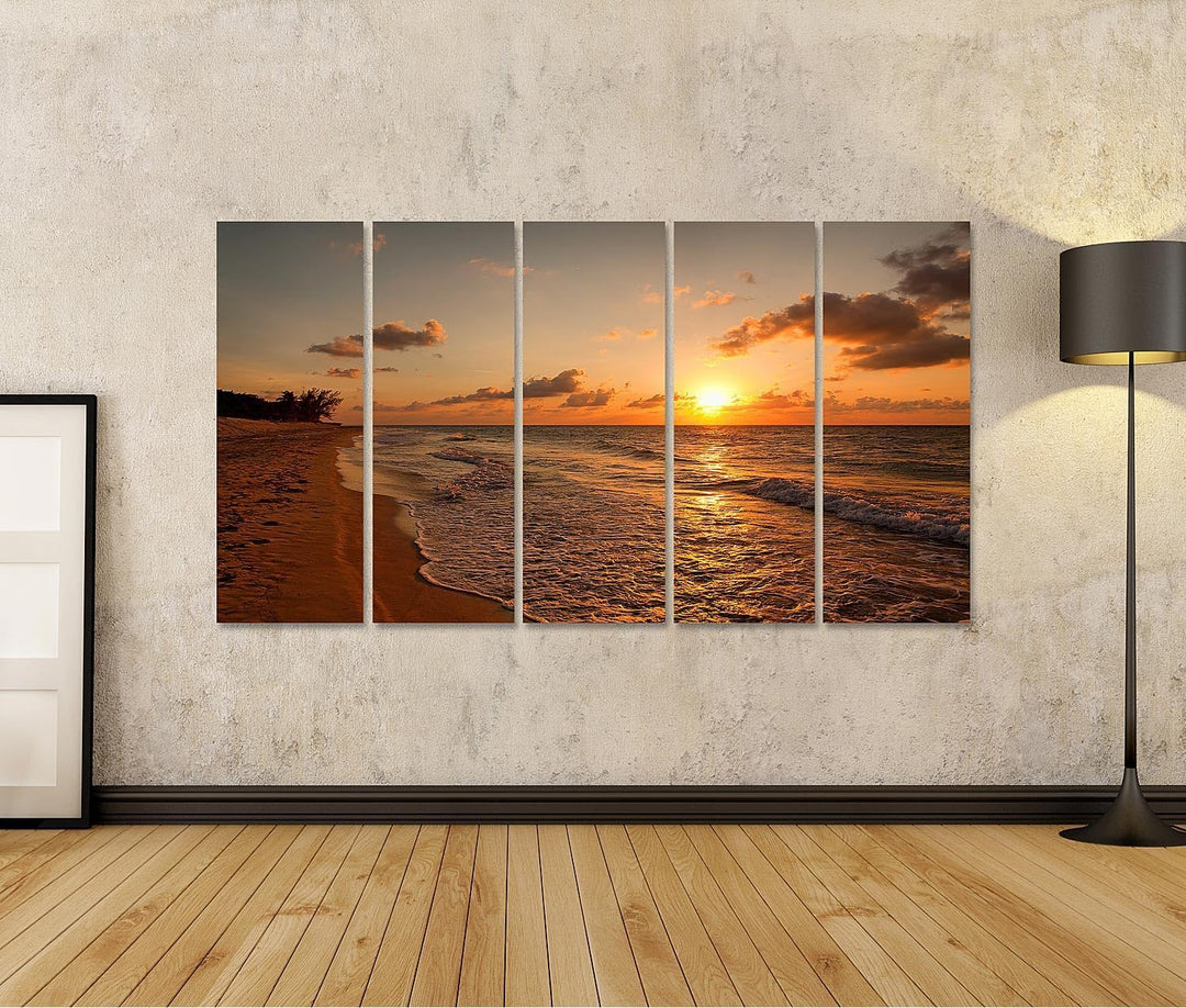 islandburner Bild auf Leinwand Strand Bei Sonnenuntergang Varadero Bilder Wandbilder Poster Leinwand