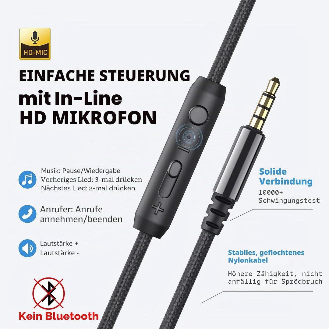 AILIHEN C8 Kopfhörer mit Kabel Mikrofon und Lautstärkeregler Faltbar 3,5mm Headsets On-Ear für Smart