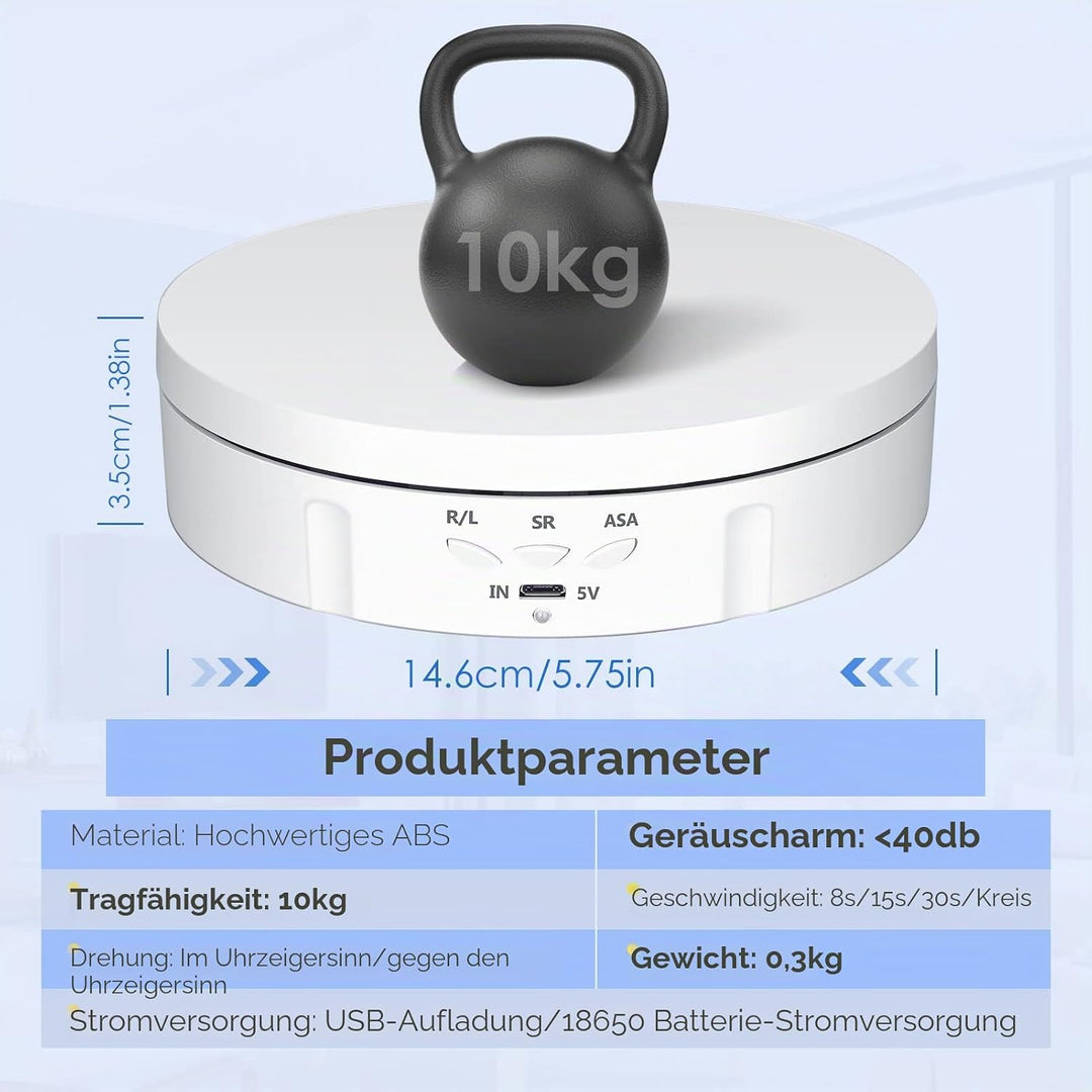Drehteller Elektrisch, VAYOTOY 360 Grad Drehscheibe Elektrisch 6 Zoll/14,6 cm 10 kg Kleiner Elektris
