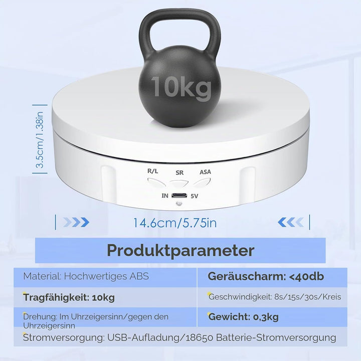 Drehteller Elektrisch, VAYOTOY 360 Grad Drehscheibe Elektrisch 6 Zoll/14,6 cm 10 kg Kleiner Elektris