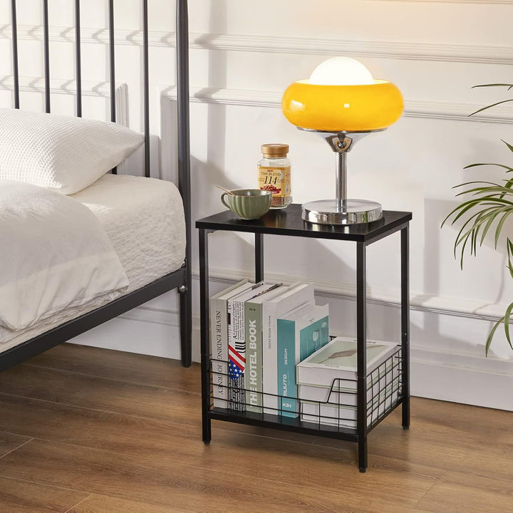 YMYNY Beistelltisch, Kaffeetisch mit 2 Ebenen, Ablagekorb, Laptoptisch, Nachttisch, Sofatisch, Couch