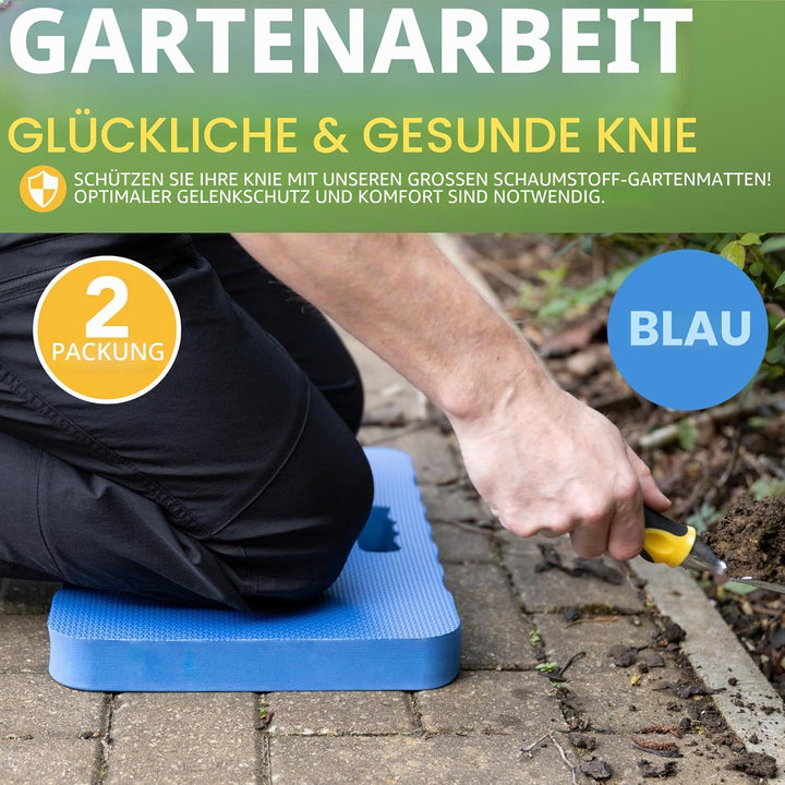BLOSTM Blue Garden Kniepolster aus hochdichtem Schaumstoff mit zwei Texturen, 2 Stück