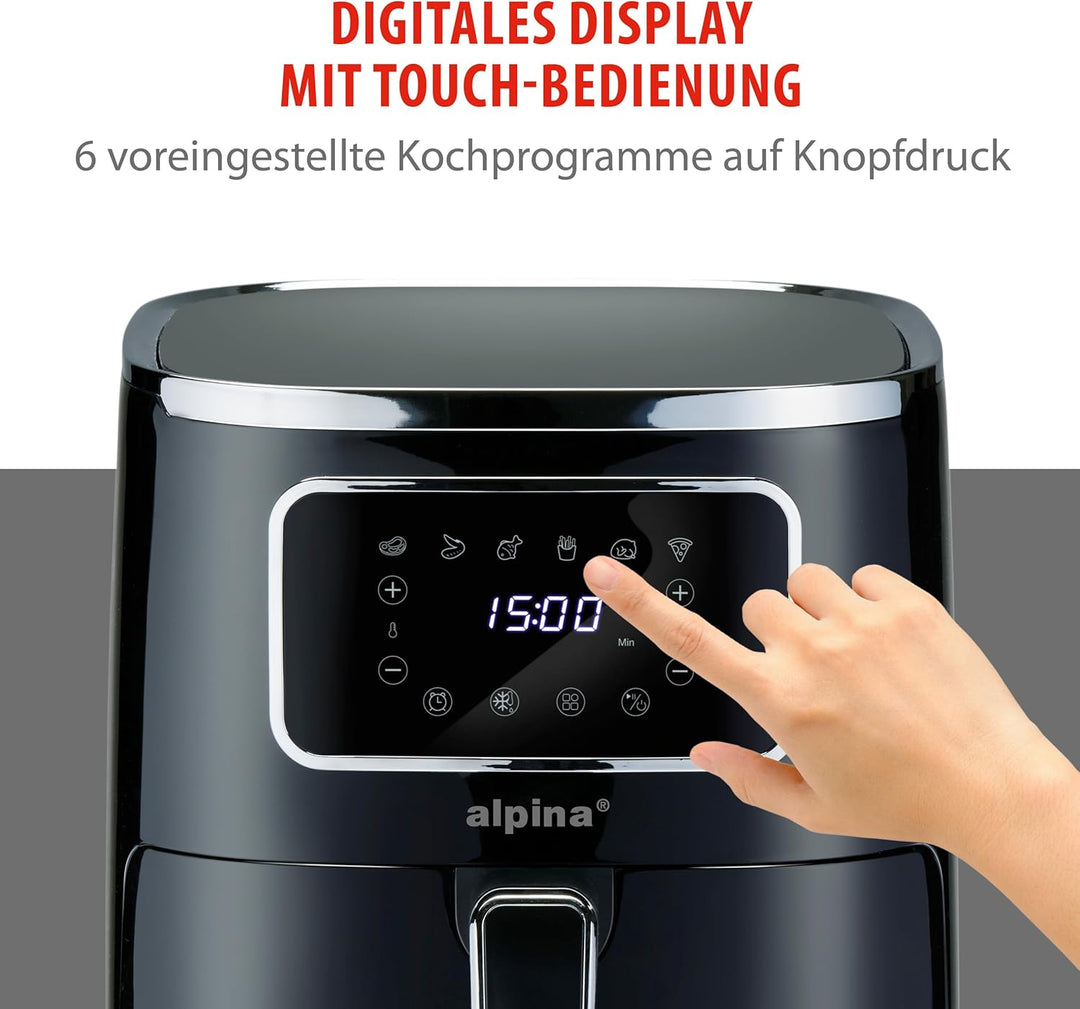 alpina Heissluftfritteuse 4.5L - Airfryer für 3 bis 4 Personen - Air Fryer mit Digitalanzeige - Eins