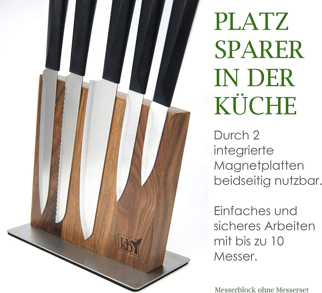 Magnetischer Messerblock ohne Messer aus Walnussholz - Beschichtung mit natürlichem Walnuss-Öl