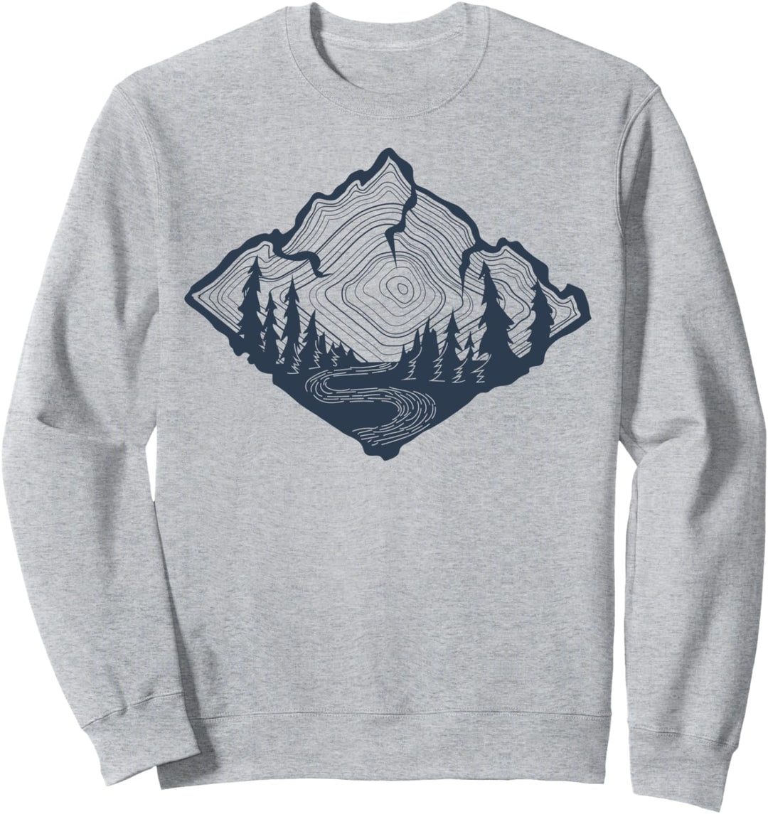 Mountain Tree Stump Line Art Sweatshirt