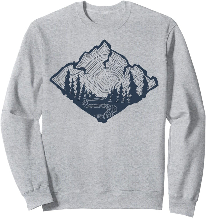 Mountain Tree Stump Line Art Sweatshirt