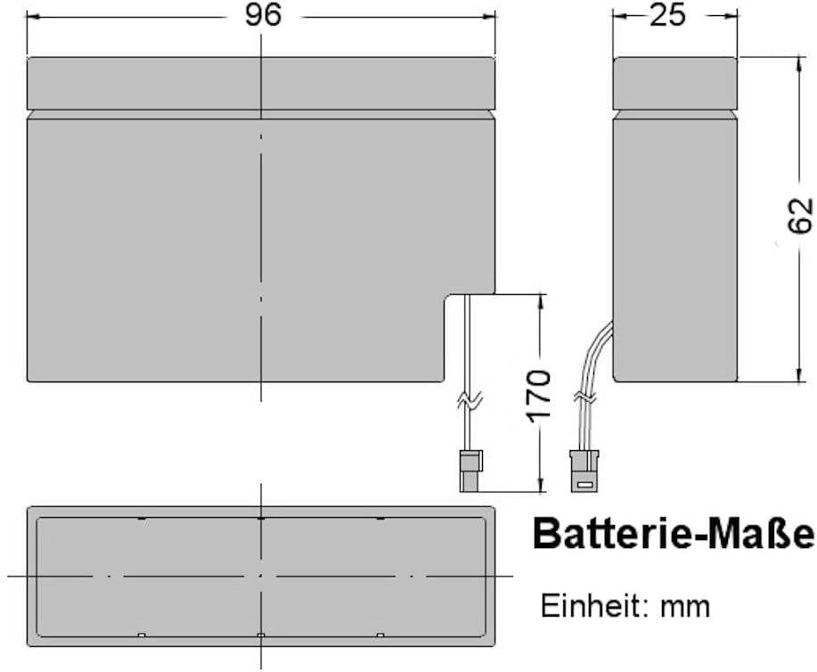 MTK+ Solarrollladen Akku ersetzt Vision CP1208 / 12V 0,8Ah Molex, vor Versand geladen und geprüft