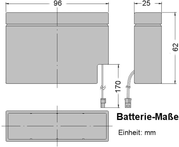 MTK+ Solarrollladen Akku ersetzt Vision CP1208 / 12V 0,8Ah Molex, vor Versand geladen und geprüft