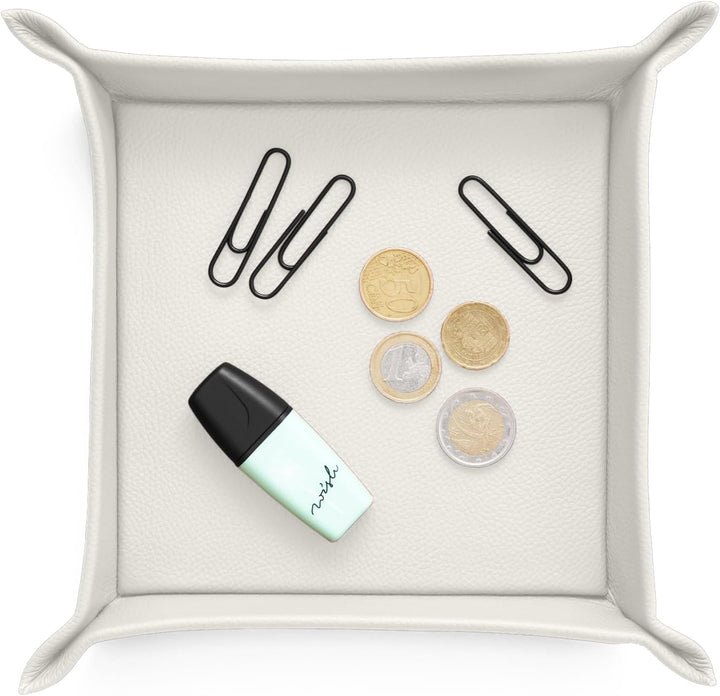eglooh - Iris - Taschenleerer aus echtem Leder Weiss - Schreibtisch-Organizer mit modernem Design -