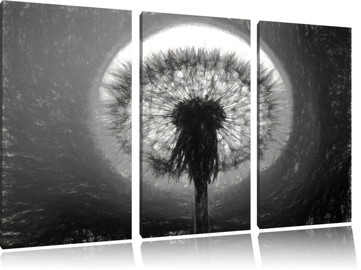 Pixxprint Pusteblume abends als Leinwandbild/Grösse: 3 Teilig (120x80) cm/Wandbild/Kunstdruck/fertig