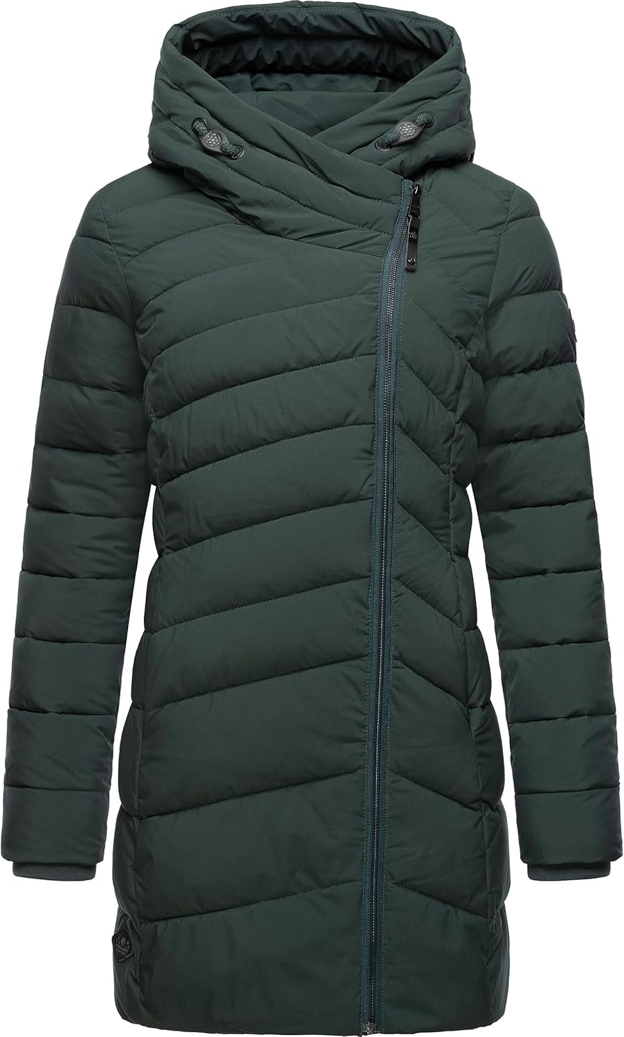 Ragwear Damen wasserdichter Regenmantel Wintermantel warm gefüttert Steppmantel lang mit Kapuze Teel