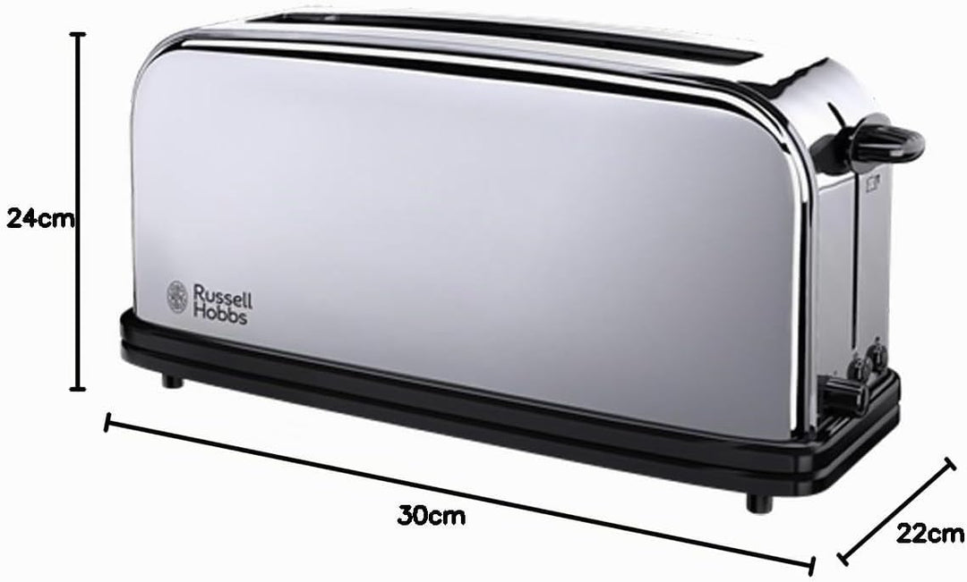Russell Hobbs Toaster [Langschlitz für 2 Scheiben / 1 breite Brotscheibe] Victory Edelstahl (extra b