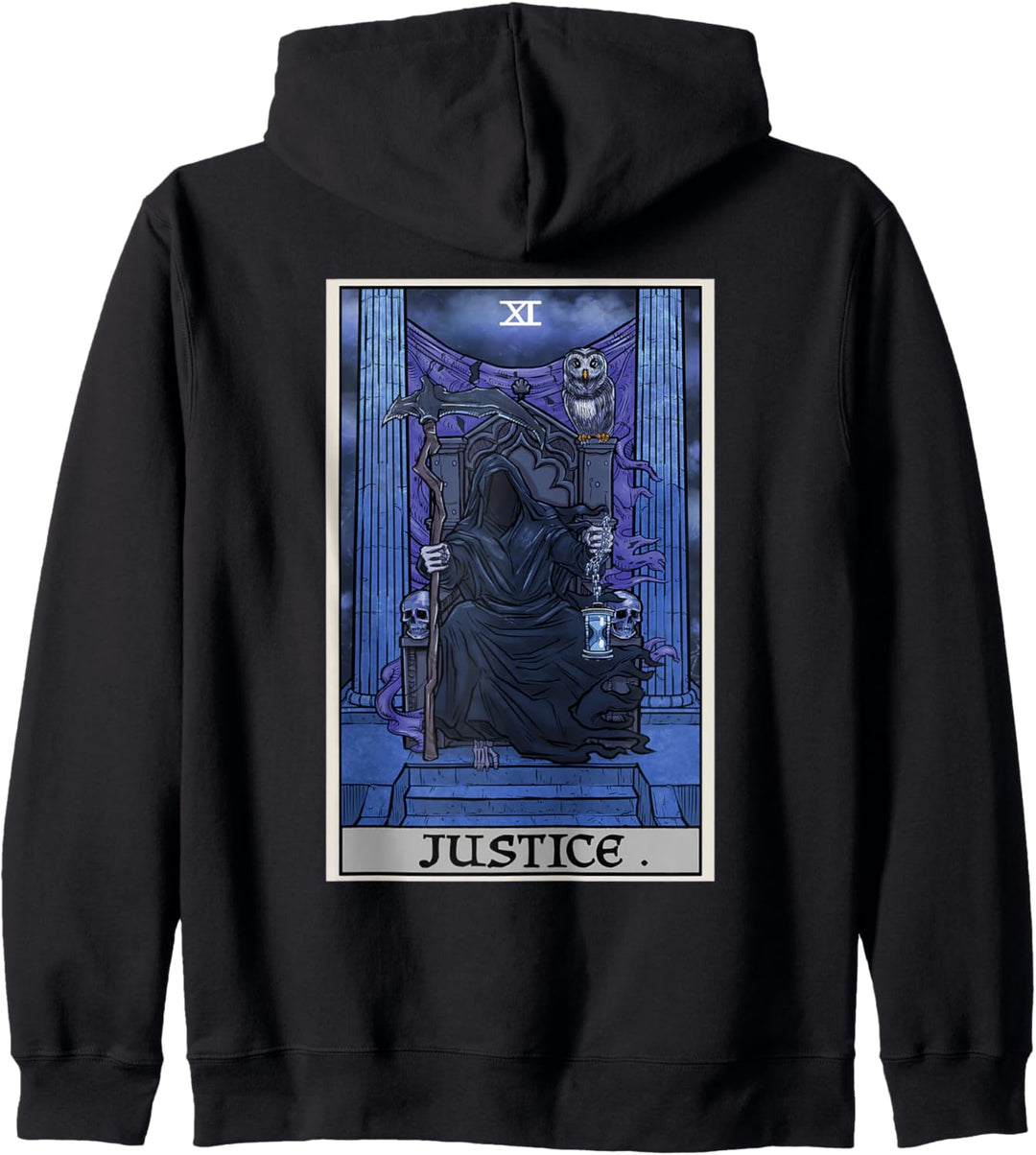 Gerechtigkeits-Tarot Karte Sensenmann Halloween Gothic Hexe Horror Kapuzenjacke