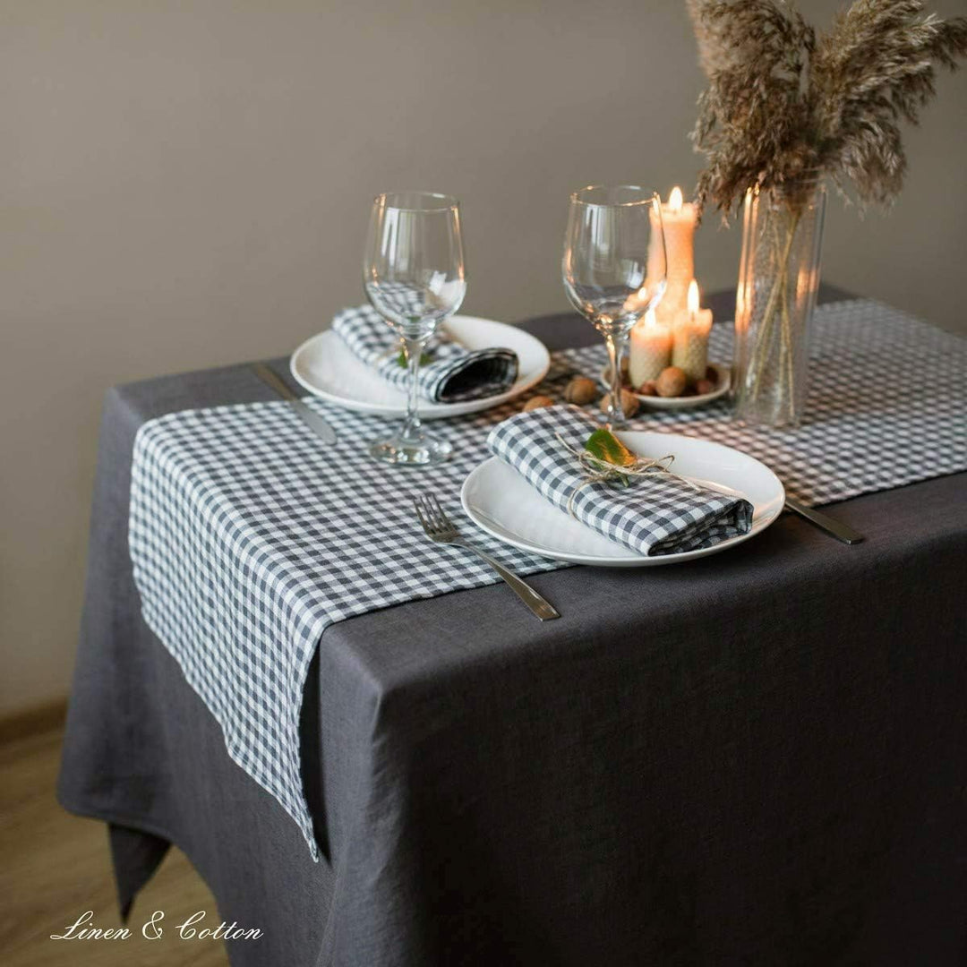 Linen &amp; Cotton Tischdecke Stoff Tischtuch Tischwäsche Hygge -100% Leinen, Grau (100 x 140 cm) Mittel
