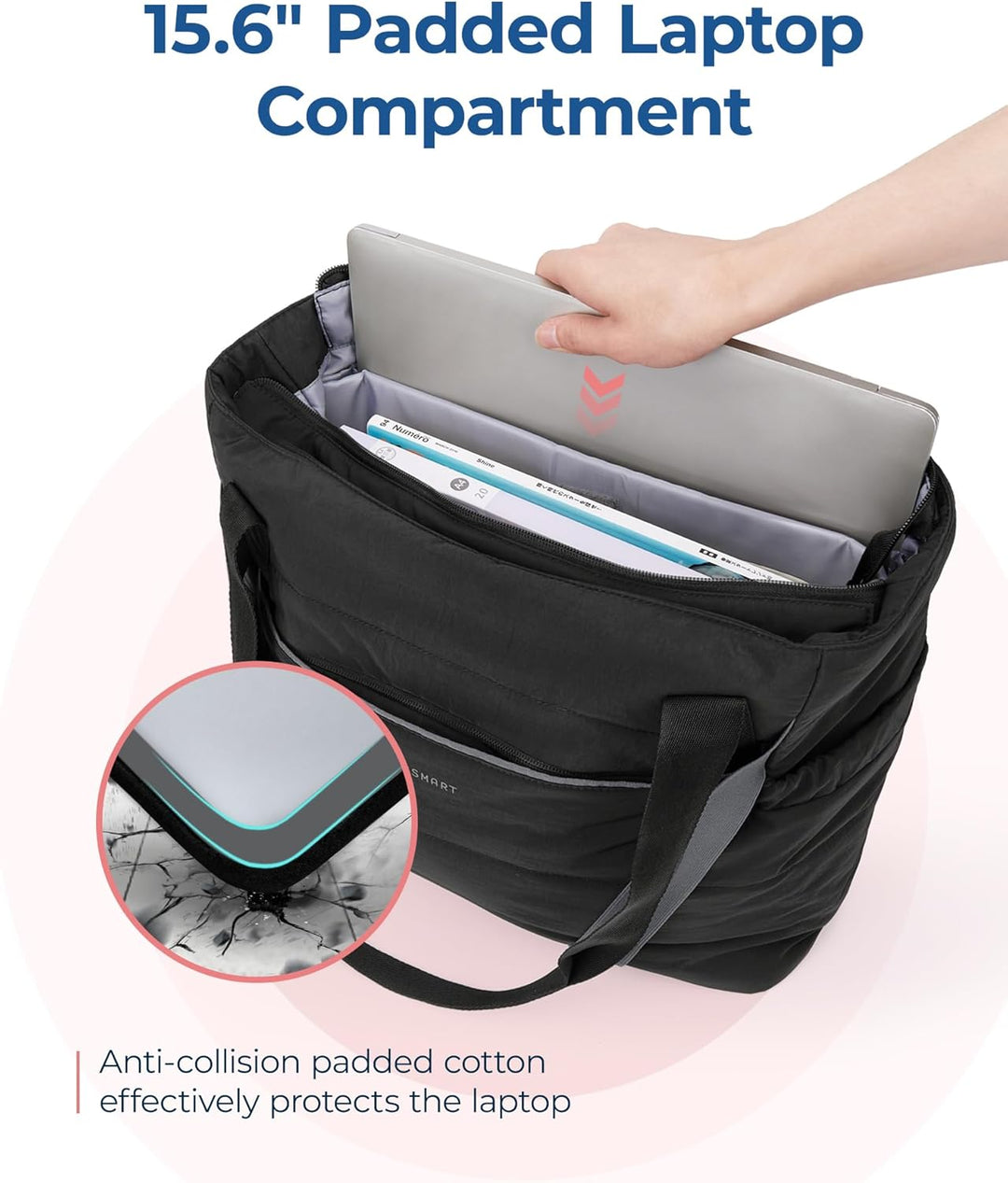 bagsmart Sporttasche Damen Yogatasche, Gesteppte Handtasche Damen Tote Bag mit Yogamattengurt, Reiss