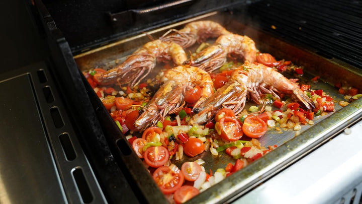 SANTOS einsetzbare Grillpfanne/Einsatzpfanne - Edelstahl Plancha - 27x36,5x4cm - Broil King Monarch