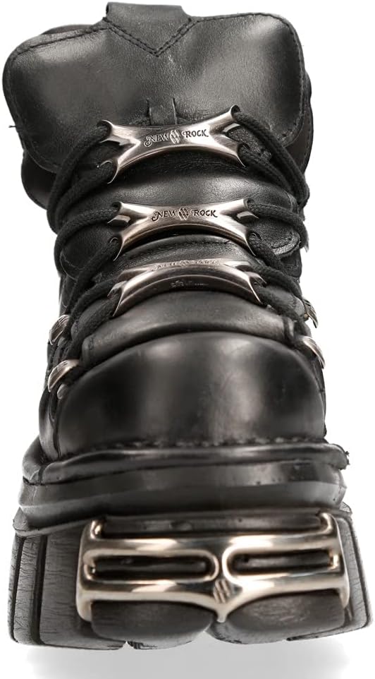 New Rock 106 Stiefeletten für Herren, Schwarz, mit Plattform und Verzierungen, Metallic, Urban Black
