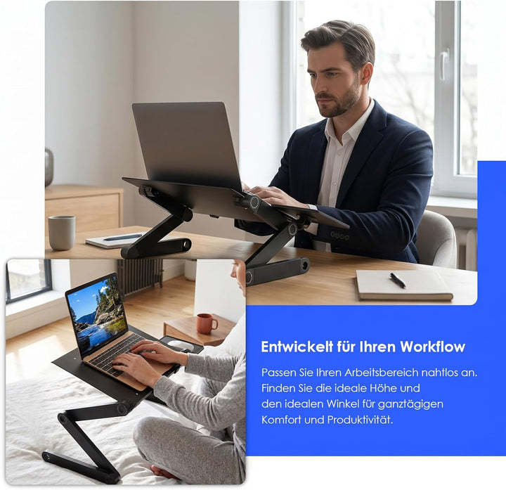 Ideal Swan Laptoptisch, Höhenverstellbar Faltbarer Laptop Ständer, 18,9" Laptop Tisch mit Mausplattf