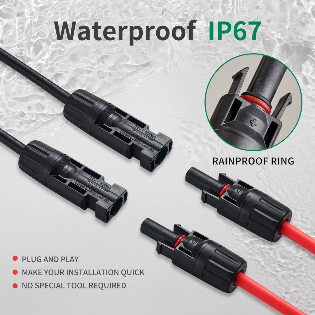 GENORTH 4 mm² Solarkabel Y-Verteiler,2 Paar Solarpanel Y Stecker 1Y2 12AWG Y Stecker Fotovoltaik Kab
