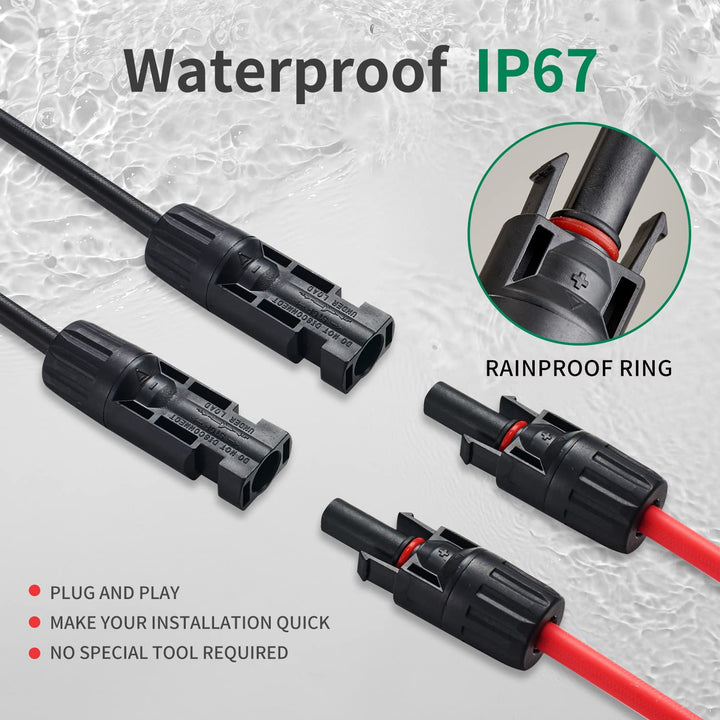 GENORTH 4 mm² Solarkabel Y-Verteiler,2 Paar Solarpanel Y Stecker 1Y2 12AWG Y Stecker Fotovoltaik Kab