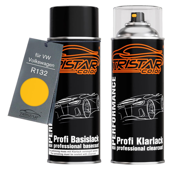 TRISTARcolor Autolack Spraydosen Set für VW/Volkswagen R132 Postgelb/Maisgelb/Ginstergelb Basislack