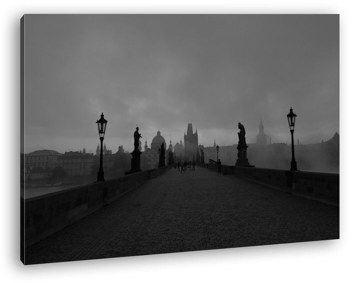 deyoli atemberaubende Brücke in Prag Effekt: Schwarz/Weiss im Format: 100x70 als Leinwandbild, Motiv