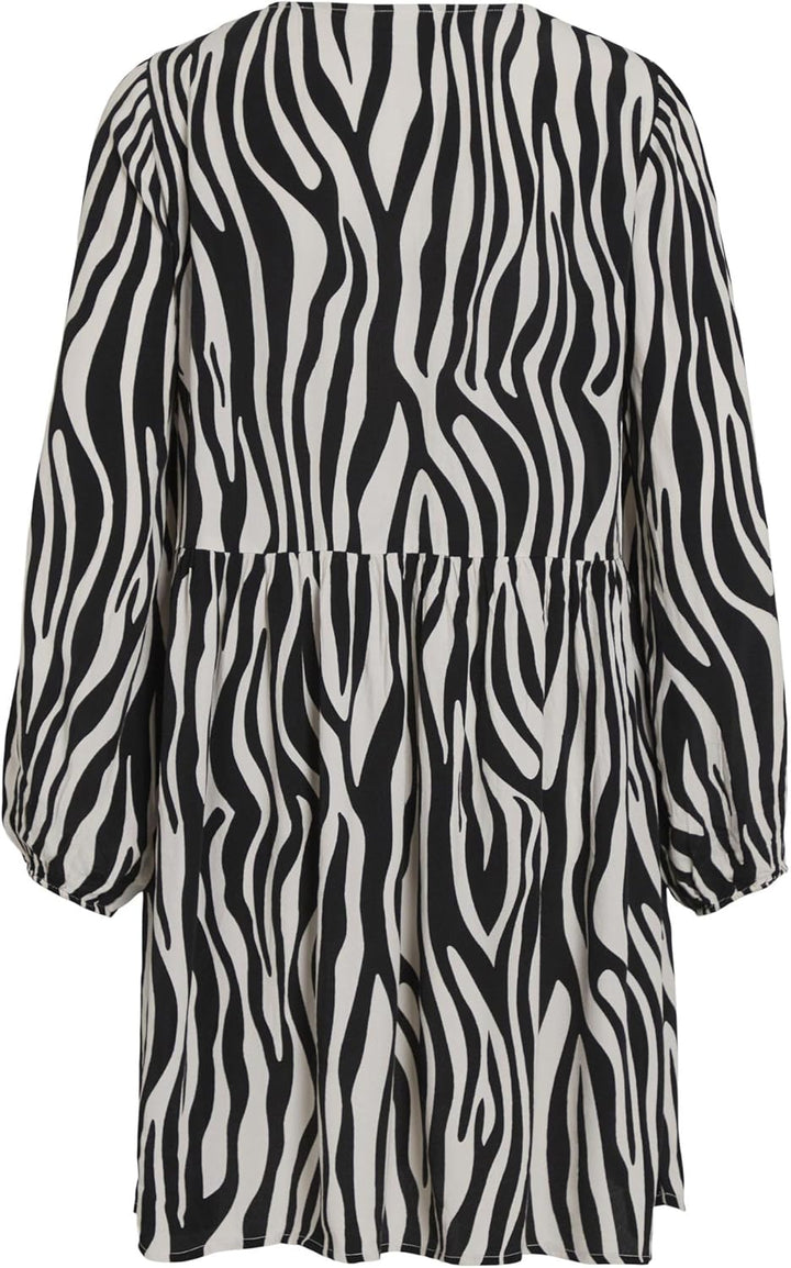 Vila Minikleid Damen, 44 Black/Aop:elino W. White Sand