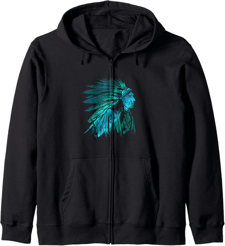 Indigenous Indianer Chief Native American Feather Kopfschmuck Kapuzenjacke