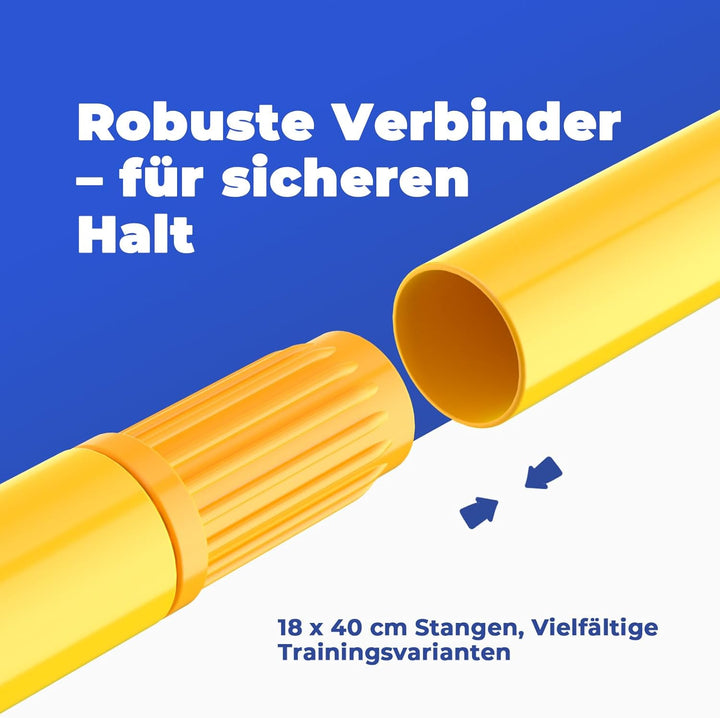GHB Steckhürdenset 12 Kegel 18 Stangen, Agility Hürden Set Hunde, Fussball Trainingszubehör für Koor