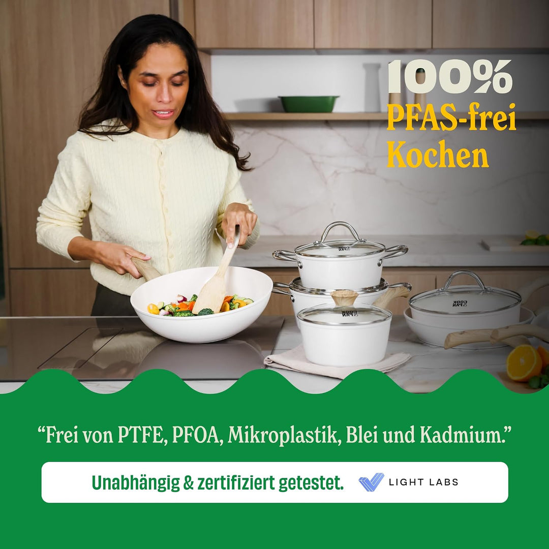Cook & Pan - Go Ivory Pfannenset 2-teilig-Induktionsgeeignet-PFAS frei Keramik-Beschichtung -Antihaf