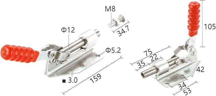INGDAUM® Schubstangenspanner, Einstellbarer Schubstangenspanner, Kniehebelspanner, Schnellspanner Kn