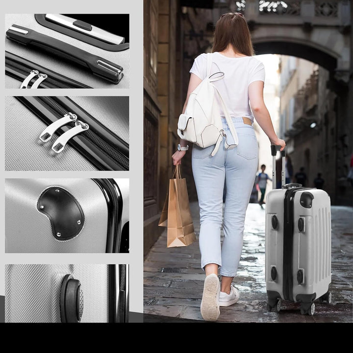 LEADZM Koffer Set 3 Teilig, Reisekoffer Set, Kofferset mit 4 Rollen und Zahlenschloss, Handgepäck Ko