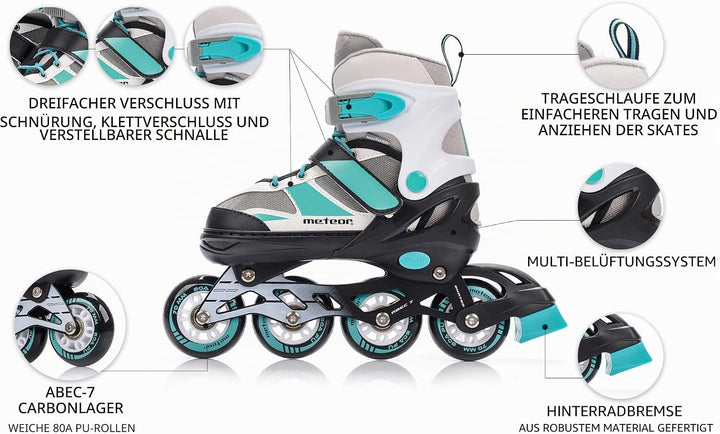 meteor® Inliner Rollen Inline Skates Mädchen und Jungen Inliner Kinder Inline Skates ABEC7 Rollen in